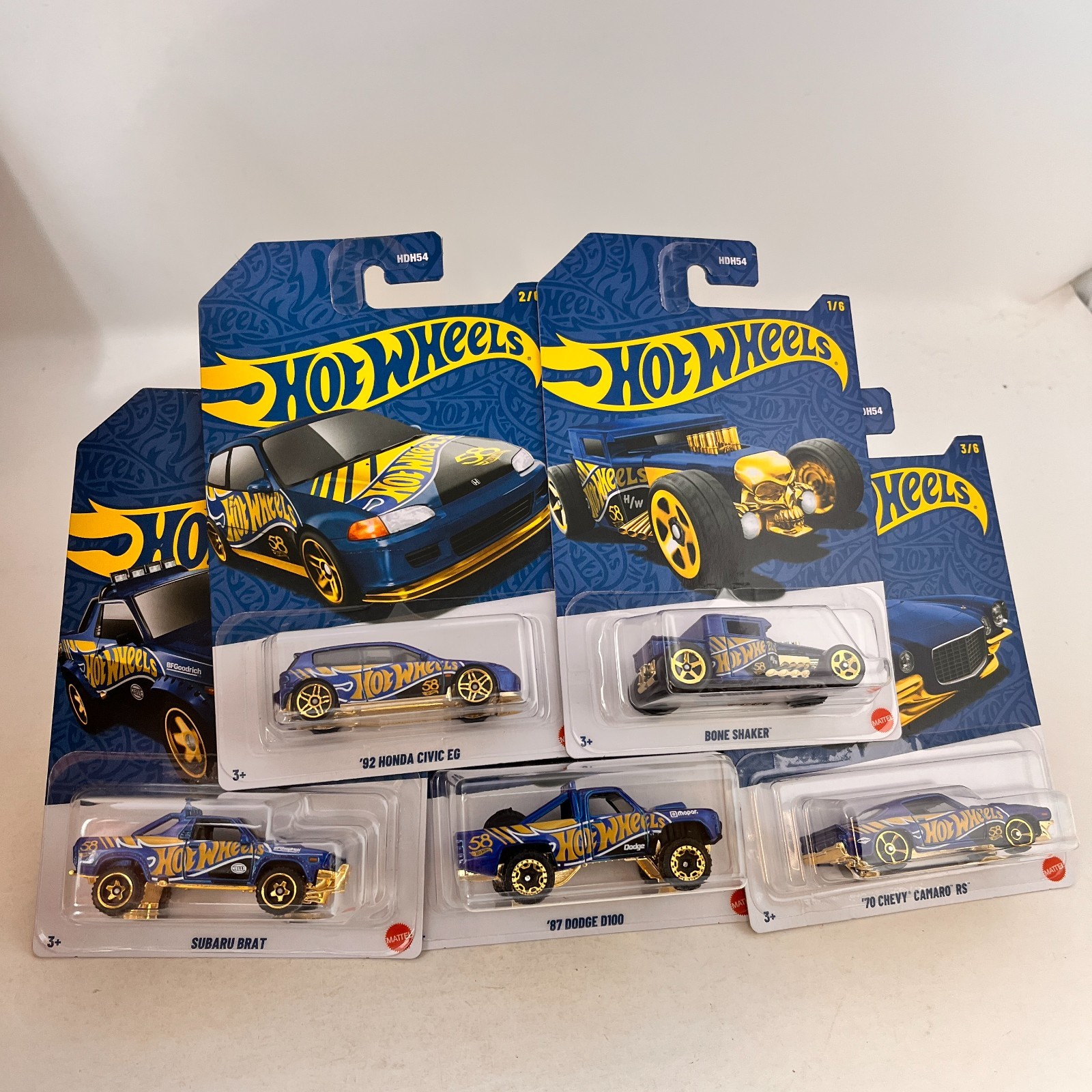 ホットウィール 58th Anniversary BLUE & GOLD 6種 Hot Wheels 2026 Pearl & Chrome (Blue & Gold) シリーズ Mix 1