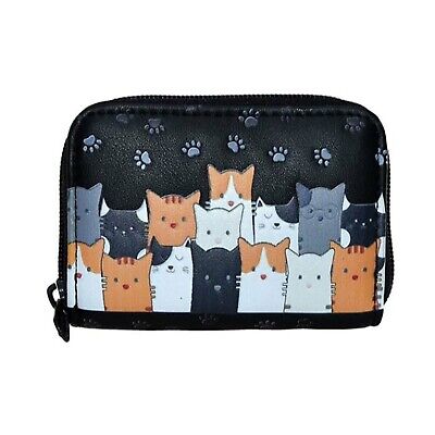 Shagwear Cat Crowd Small Black Coin Purse Wallet NEW IN STOCK