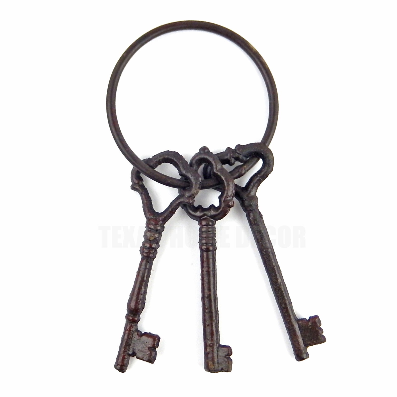 Cast Iron Jailer's Church Skeleton Keys on Ring Victorian