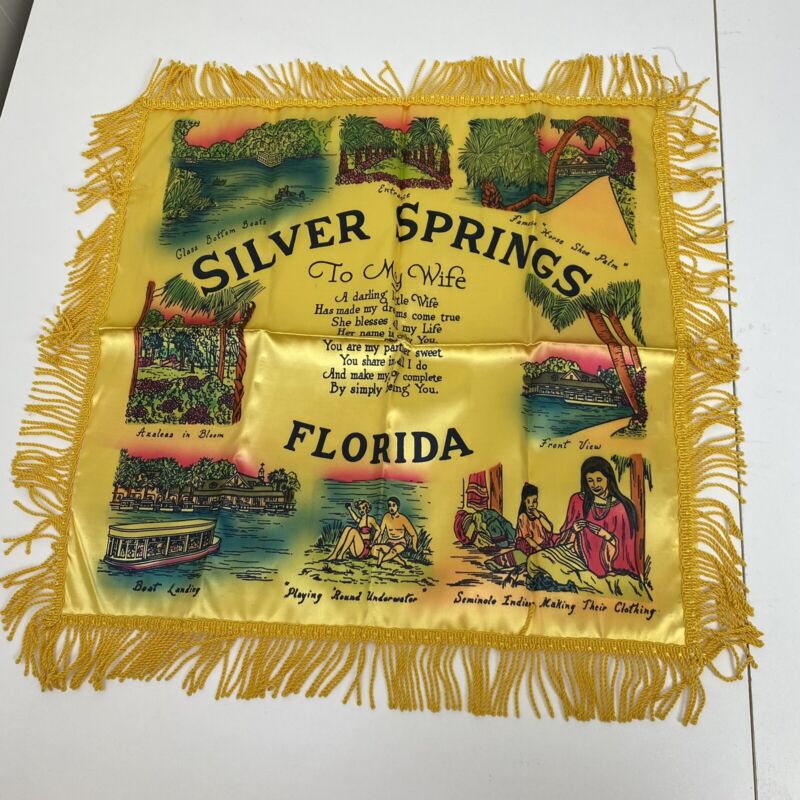 "TO MY WIFE" Vintage Silver Springs Florida  Souvenir Throw Pillow case