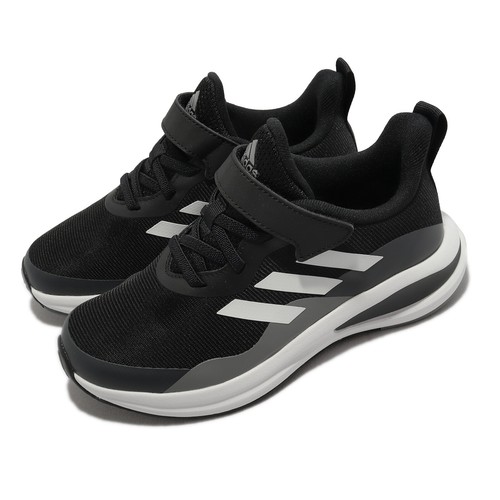 

adidas FortaRun EL K Black Grey White Strap Kids Дошкольные кроссовки GZ1824, Черный, Fortarun El K