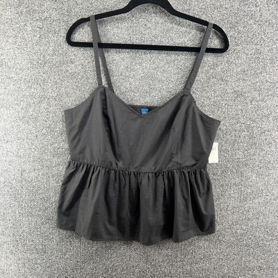 Old Navy Shirt Womens Large Black Tank Top Peplum Bohemian Vneck Crop NEW