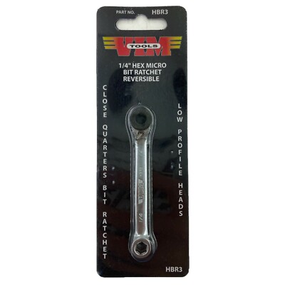 VIM Tools HBR3 1/4'' Hex Low Profile Reversible Micro Ratchet Bit Tool