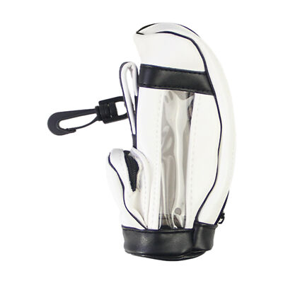Golf Ball Storage Pouch Bag Waterproof PU Golf Tee Holder Bag with Zipper & Clip