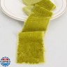 RIBBOOO 2 Rolls Sage Green Velvet Ribbon 3 Inch Handmade Fringe Frayed Silk Velvet Ribbon Raw Edge Silk Velvet Ribbon for Wreaths Flower Bouquet Dress Sash Baby Shower Wedding Decor - 6 Yards