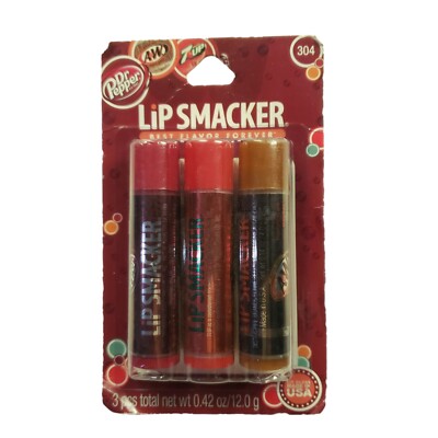 Bonne Bell Lip Smacker 3 Pack Balm Dr. Pepper, Cherry 7UP, A &W Root Beer New