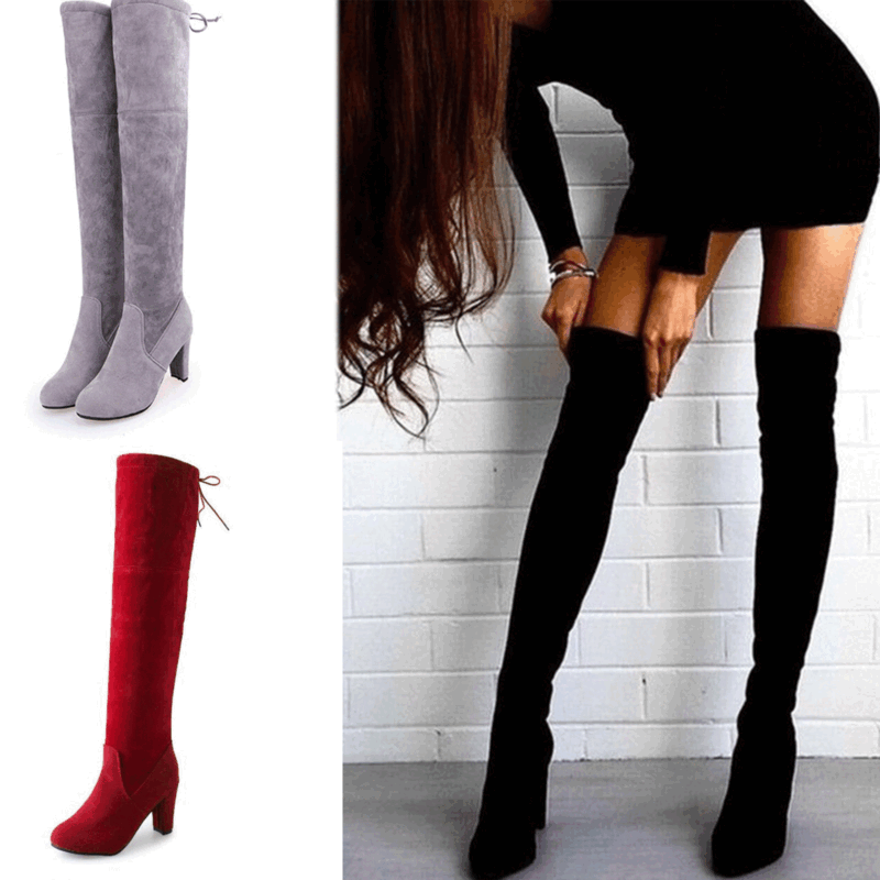 stretch block heel bootie