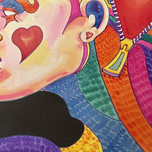 VINTAGE PORTRAIT PAINTING MODERNISM HEART MAN ILLUSTRATION EXRESSIONIST COLORFUL