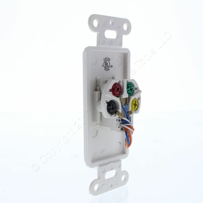 Cooper White Plastic Mount 4-Conductor Decorator Voice/Data Modular Jack 3560-4W