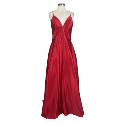 Betsy & Adam Women's Formal Dress Size 14W Red Satin Sleeveless Ball Gown