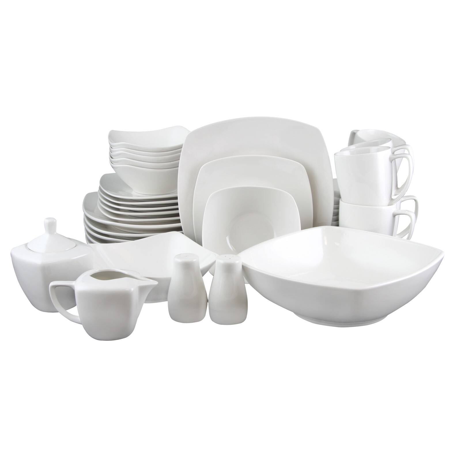 Laurie Gates 263977 Zen Buffetware 39 Piece Dinnerware Set White