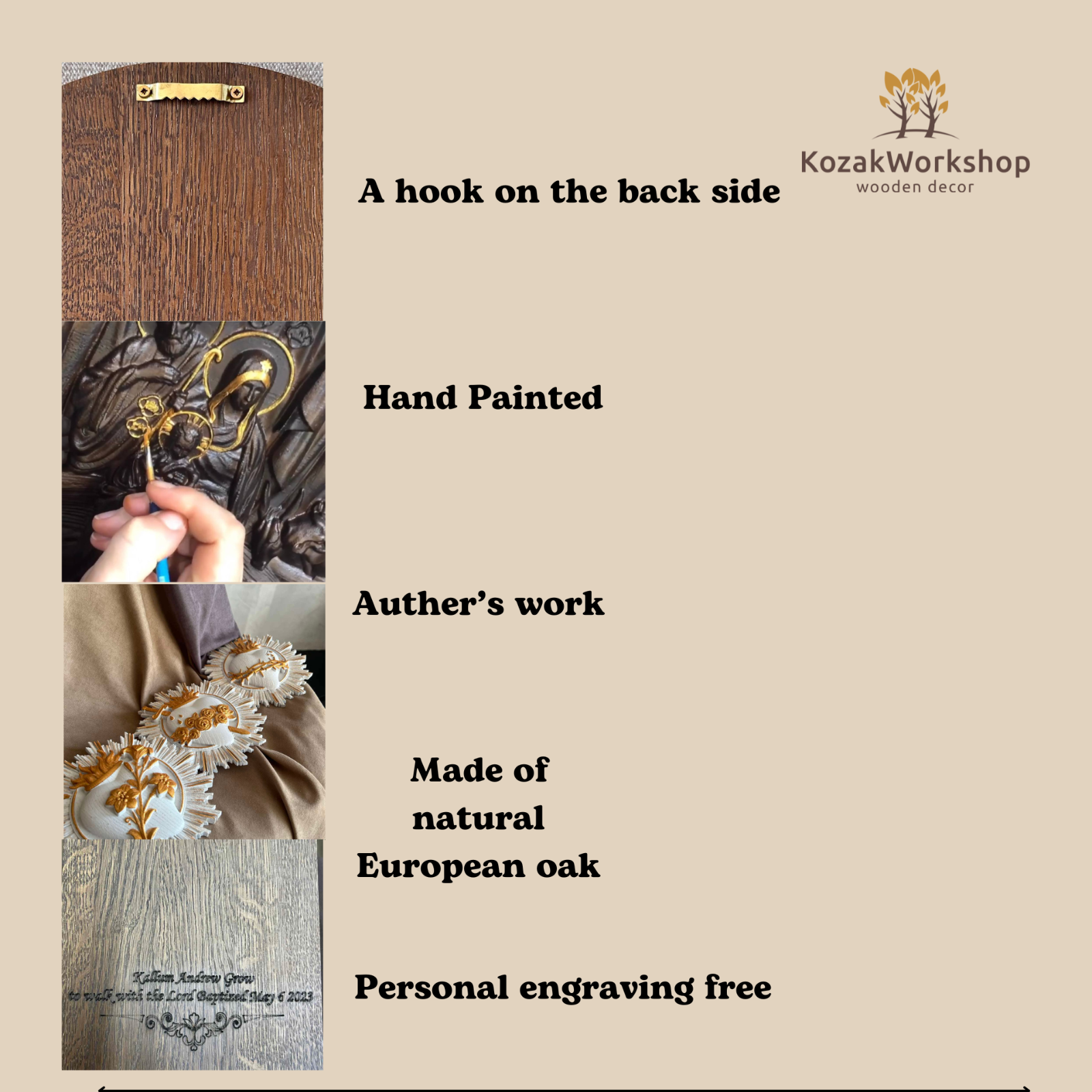 Set of 14 Stations of the Cross way of sorrows wood religious carved icons