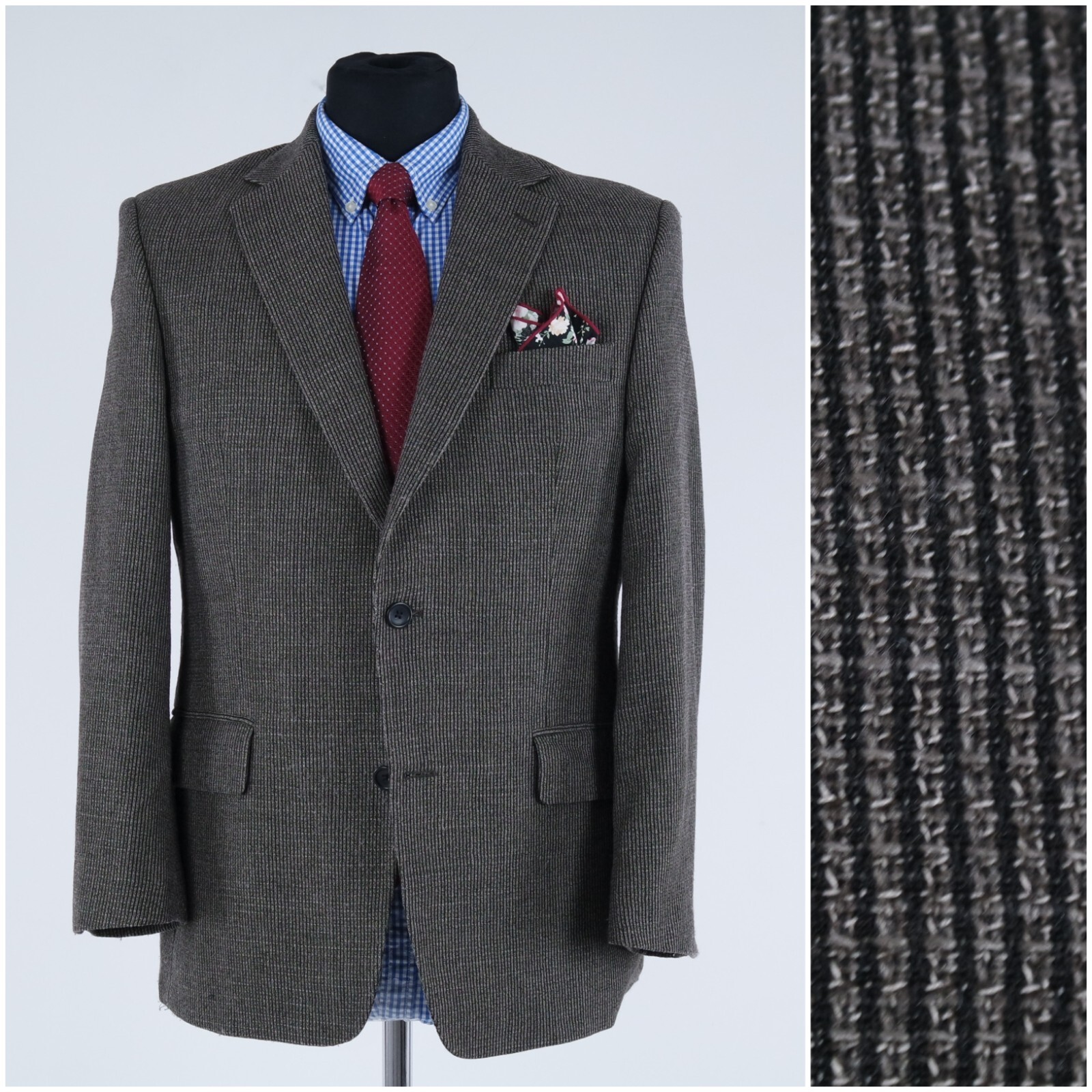 Mens Textured Blazer 40S UK Size MARCUS FONTANA Check Grey Sport Coat Jacket