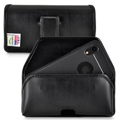 iPhone 11 & XR Turtleback Belt Holster Case Black Leather Executive Belt Clip