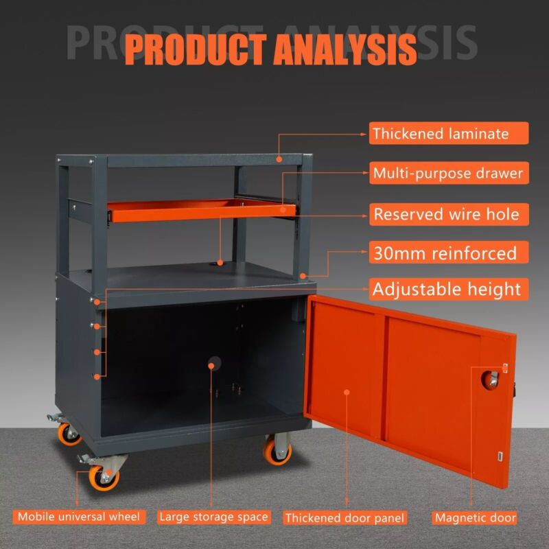 Garage tool cart practical trolley 3 layers with pull-out shelves