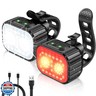 Cuvccn Bike Lights, Rechargeable Bicycle Lights Set Super Bright 8+12 Modes, IPX6 Waterproof Bike Lights for Night Riding/Cycling Safety, Front and Back Taillight Reflectors, 58 Hrs Long Battery Life