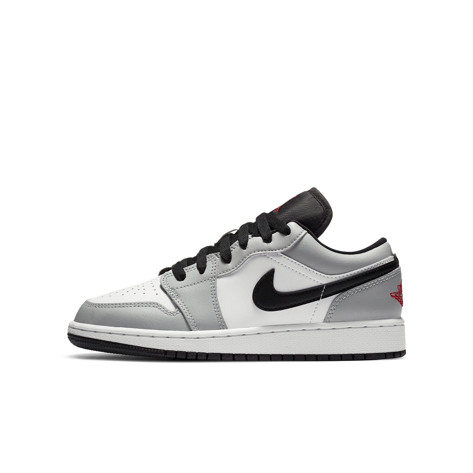 

Кроссовки Nike Air Jordan 1 Low Light Smoke Grey GS 553560-030, Light smoke grey/gym red/white, Air Jordan 1 Low