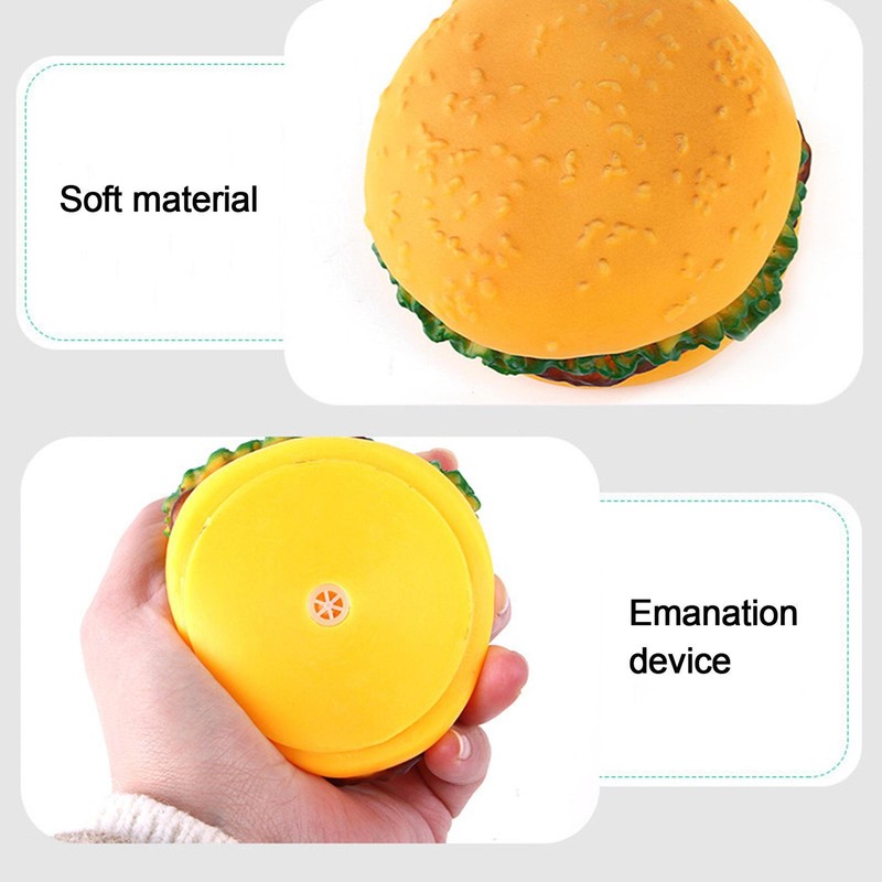 Cute Hamburger Dog Toy Chewing Toy Bite-Resistant Squeaky Dog Teeth Cleaning Toy