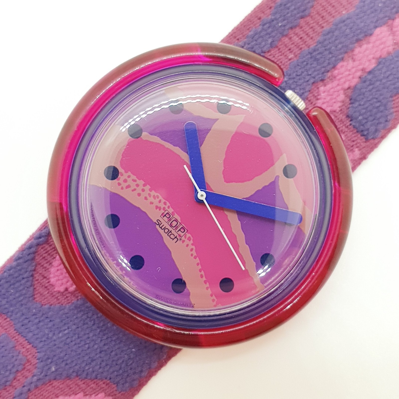 1992 Rare Purple and Pink Pop Swatch Watch, 1990s Swatch Pop 1992 Rare Purple and Pink Pop Swatch Watch, 1990s Swatch Pop