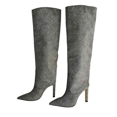 Silver Prince of Stars Glitter Knee High Mavis Boots by Jimmy Choo EU 37/ US 7 