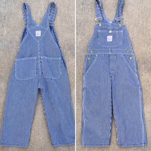 Pointer Brand Overalls Striped Denim Made In USA Kids Size 4 Blue & White