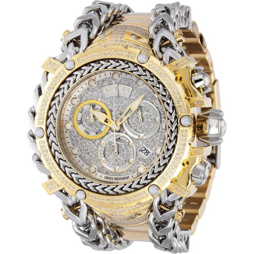 Pre-owned Invicta Men's Watch Gladiator Chronograph Gold And Silver Dial Bracelet 35059