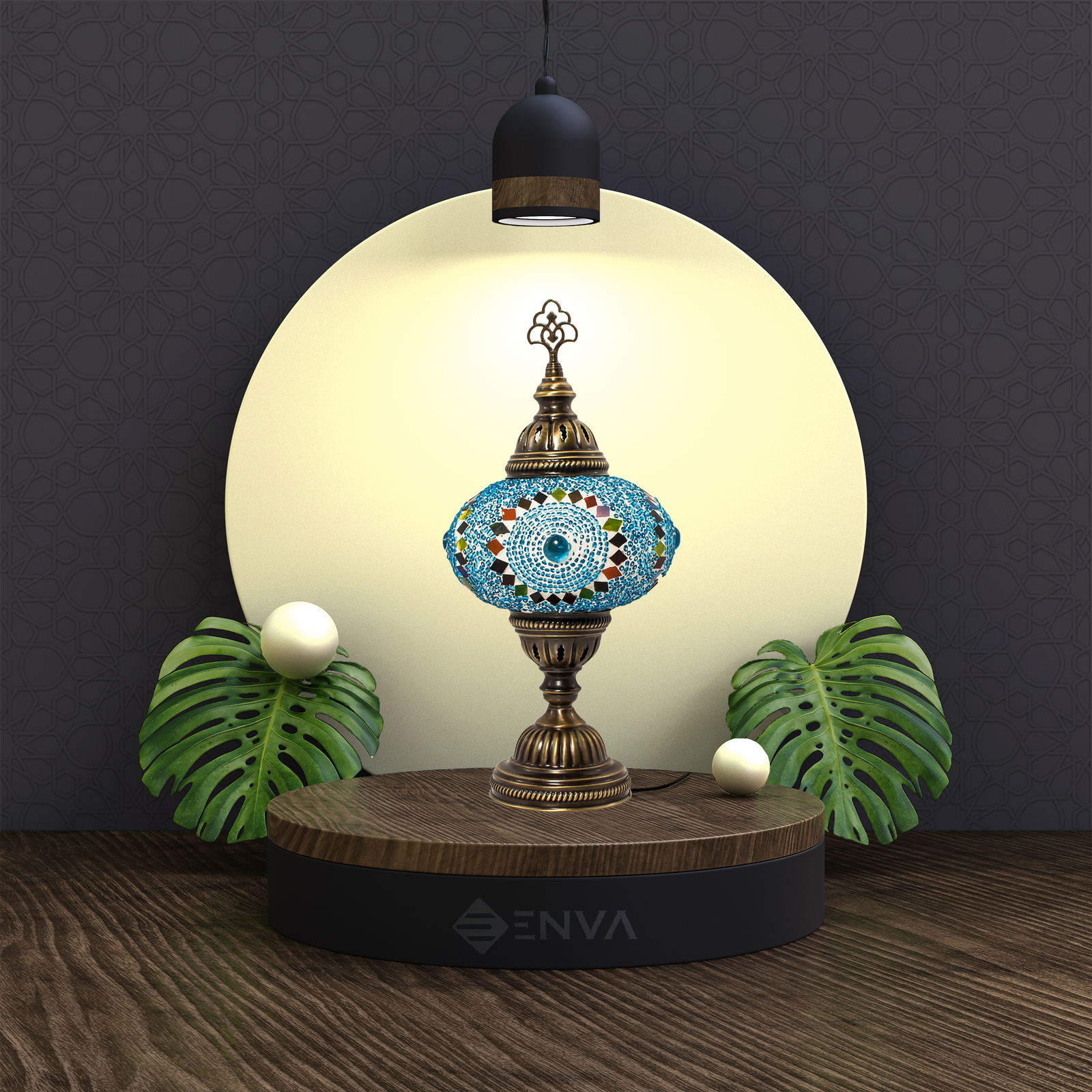 Turkish Moroccan Style Mosaic Table Bedside Desk Tiffany Lamp Light Large Globe - Picture 5 of 8