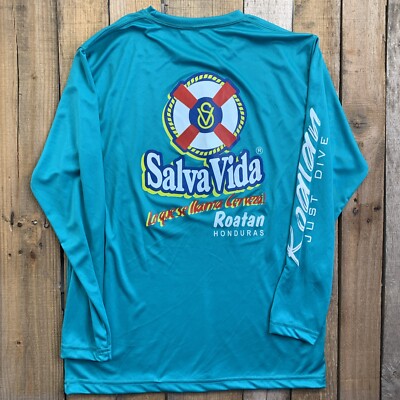 Salva Vida Roatan Honduras Long Sleeve T-Shirt Mens Size S Green