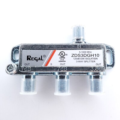 Antenna 3-Way Cable Splitter 120dB EMI Isolation 5-1000MHz Regal ZDS3DGH10 NEW