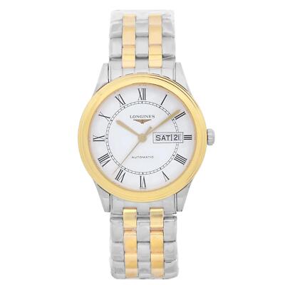 Pre-owned Longines Flagship 38.5mm Day-date Steel White Dial Automatic Watch L4.899.3.21.7