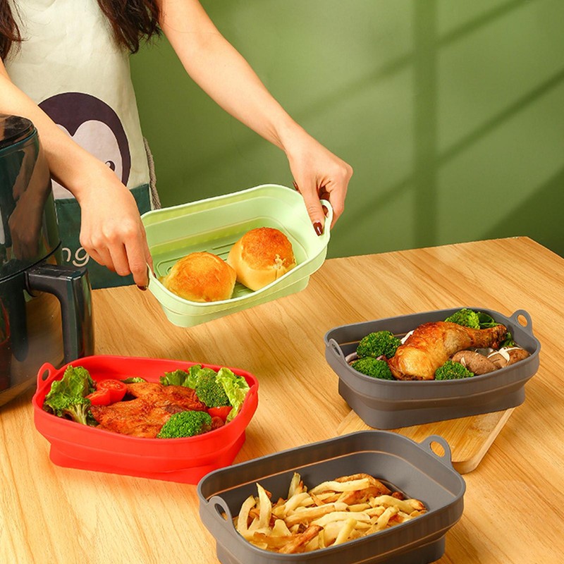 Air Fryer Silicone Liners Non Stick Foldable Air Fryers Basket Reusable