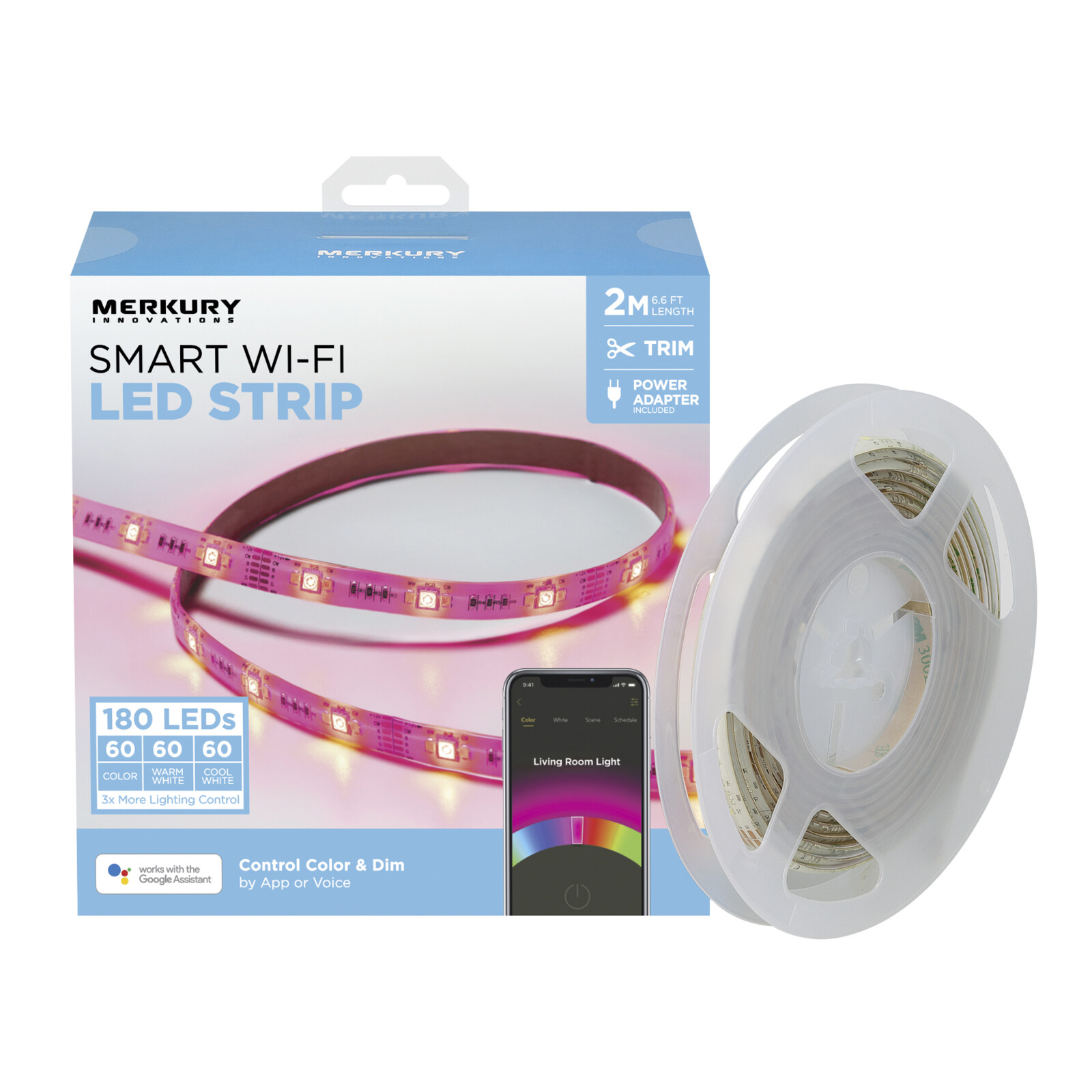 6.5ft Smart LED Strip Lights Trimmable Dimmable Weather ...