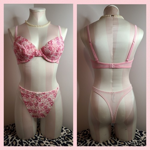 新品❤️victoria's secret bra 34B & panty S Victoria's Secret Sexy RHINESTONE Shine Strap Push Up Bra