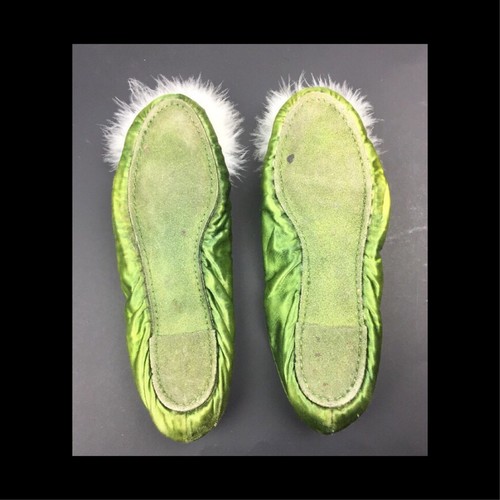 Vintage House Slippers Shoes Mid Century Fur