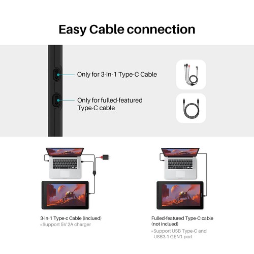 HUION Kamvas 16 2021 Graphics Tablet Pen Display 120% sRGB 15,6" Refurbished
