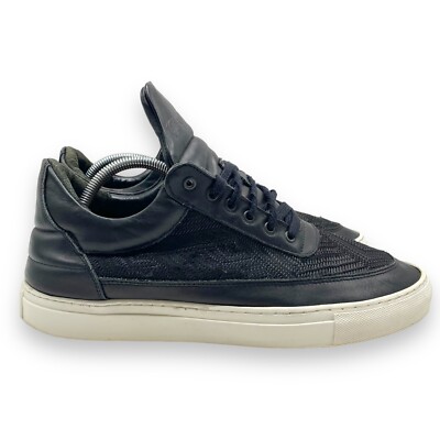 Filling Pieces Python Mens Size 10 US Black White Leather Lace Up Athletic Shoes