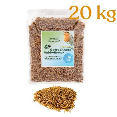 Mehlwürmer getrocknet 1 - 20 kg für Reptilien Fische Igel Hühner Nager Vögel