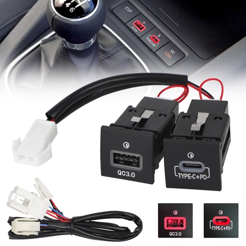 36W Power Ports USB QC PD Charger Sockets For Jetta Golf MK6 Scirocco GTI Jetta