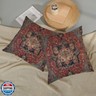Boho Pillow Covers 22x22 Inch 2 Pcs Vintage Red Carpet Pattern Ethnic Decor Throw Pillows Blue Teal Retro Bohemian Outdoor Farmhouse Decoration Pillowcase Linen Cushion Cover for Couch Sofa Bed