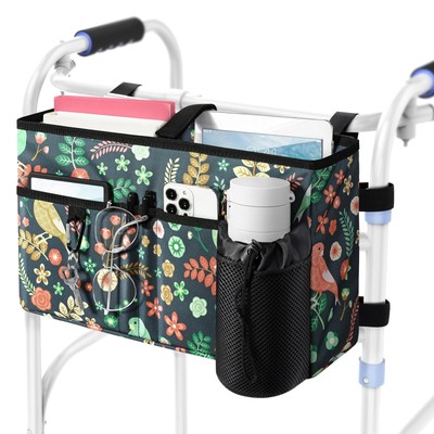 Walker Bag, Multi Pockets Folding Walker Basket Tote Bag with Cup Holder, Han...