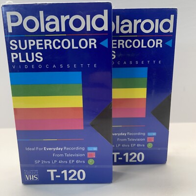 Polaroid Supercolor Plus: Blank Sealed VHS Tapes ~ T-120  Lot of 2 *NEW SEALED*