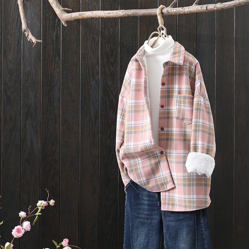 Women&rsquo;s Thermal Work Padded Warm Shirts Quilted Lined Flannel Plaid Fleece Shirt