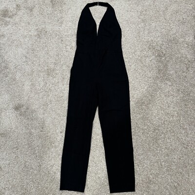 Babaton Aritzia Women's Size 0 Black Sleeveless Halter V Neck Chance Jumpsuit