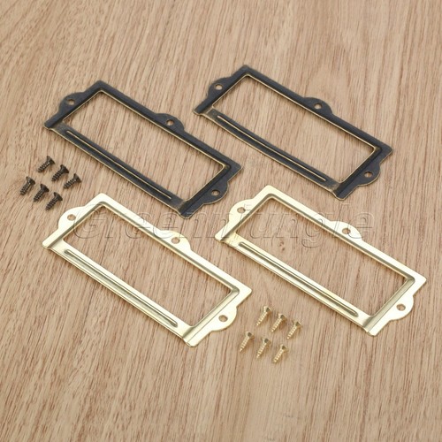 Retro Drawer Label Tag Pull Handle Jewelry Box Cabinet Frame File Card Holder