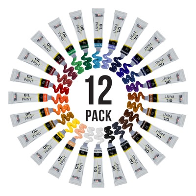 Professional 24 Color Art Oil Paint Set, Lg 12ml Tubes, Artist Student Paintings