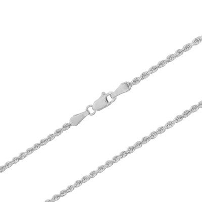 Pre-owned Nuragold 14k White Gold 2.5mm Diamond Cut Rope Italian Chain Pendant Necklace Womens 18"