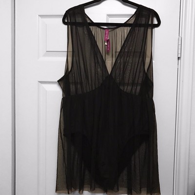 ADORE ME Black Babydoll Tulle Bodysuit Plus Size  2X NWT