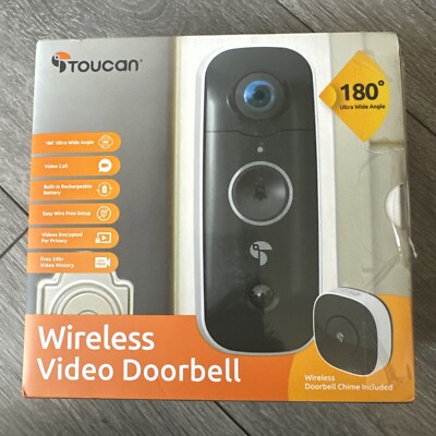 OPEN BOX Toucan Wireless Video Doorbell 180 Degree With Wireless Doorbell Chime