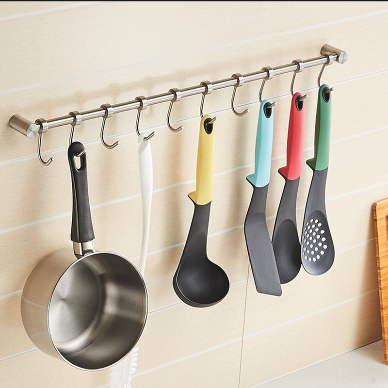 10 Haken Tuchhalter Haken Edelstahl Küchenreling Küchenleiste Hakenleiste DE