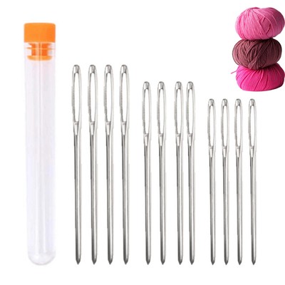 Hand Sewing Needle Large Eye Stainless Steel Needles with Clear Storage Tube
